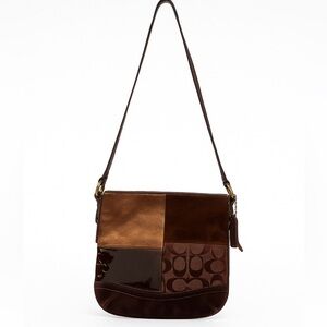 Coach Mixed Media Logo/Leather Patchwork Shoulder Bag (Style No. F06J-F10421)